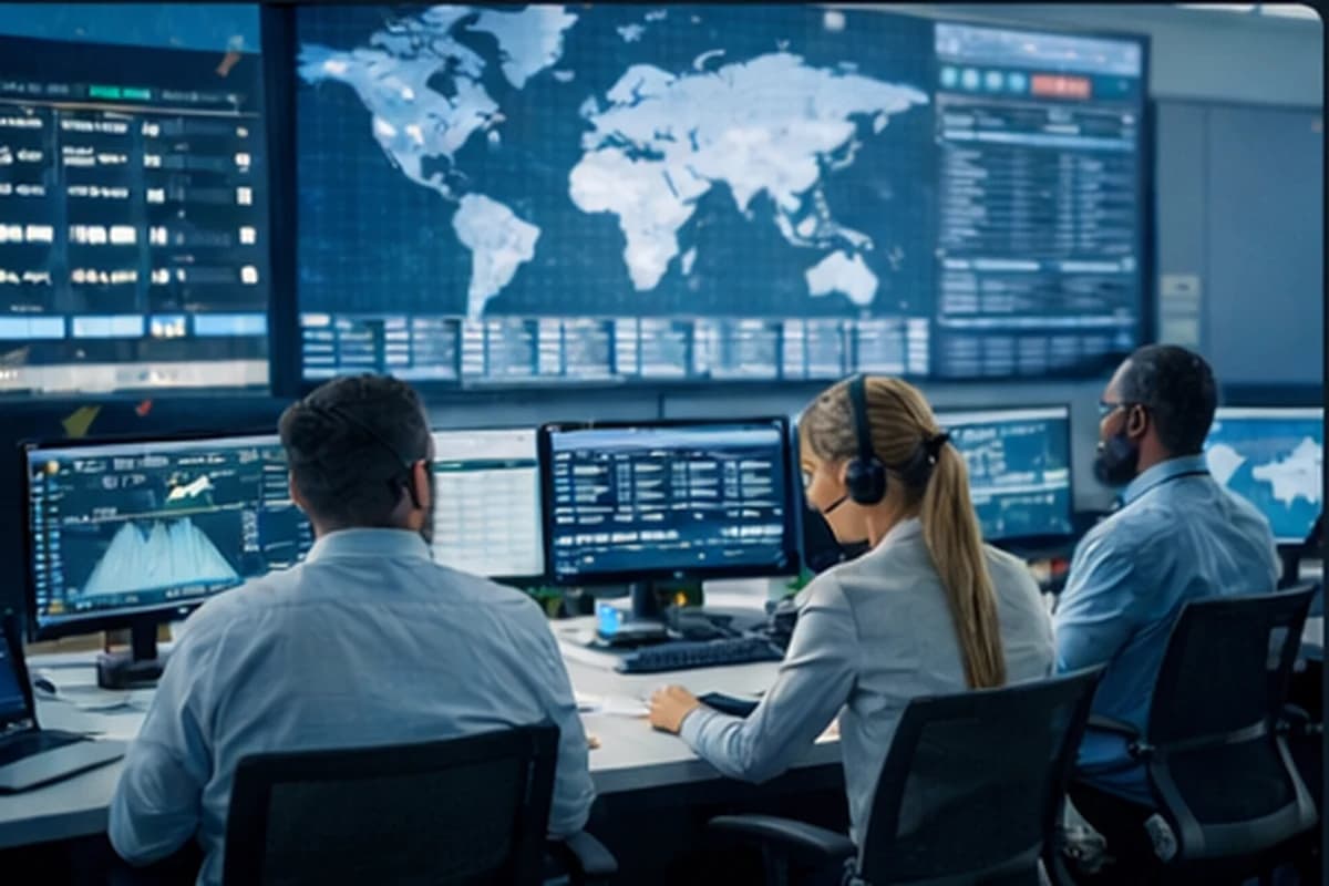 Operational control room with airline teams working on live operations.